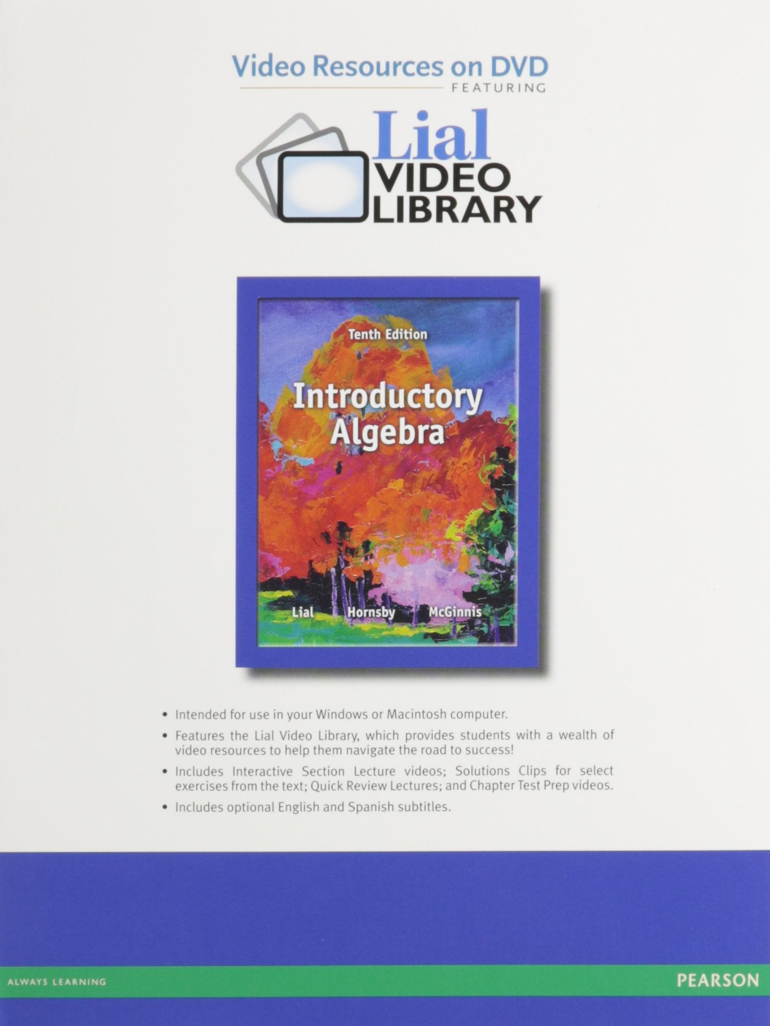 Video Resources on DVD with Chapter Test Prep Videos for Introductory Algebra,Used