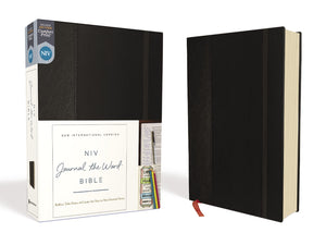 NIV, Journal the Word Bible (Perfect for NoteTaking), Hardcover, Black, Red Letter, Comfort Print: Reflect, Take Notes, or Crea,New