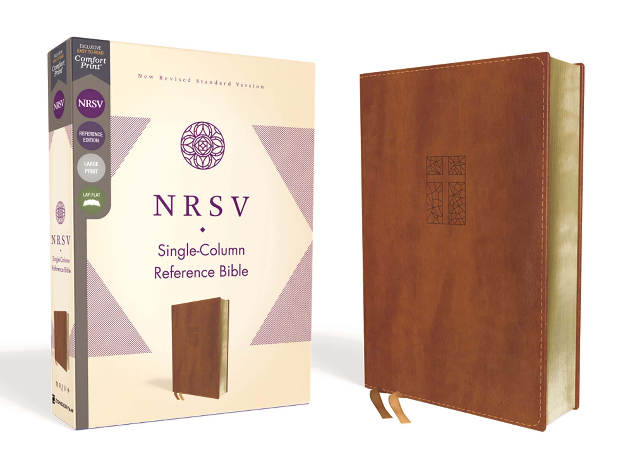 NRSV, SingleColumn Reference Bible, Leathersoft, Brown, Comfort Print,New