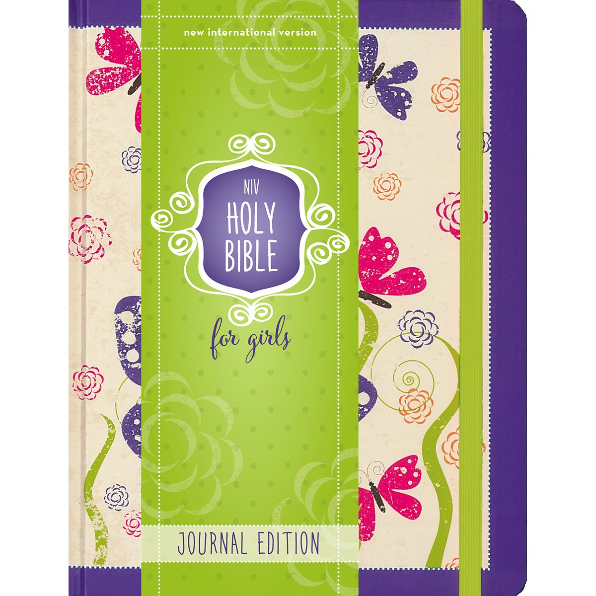 NIV, Holy Bible for Girls, Journal Edition, Hardcover, Purple, Elastic Closure,Used