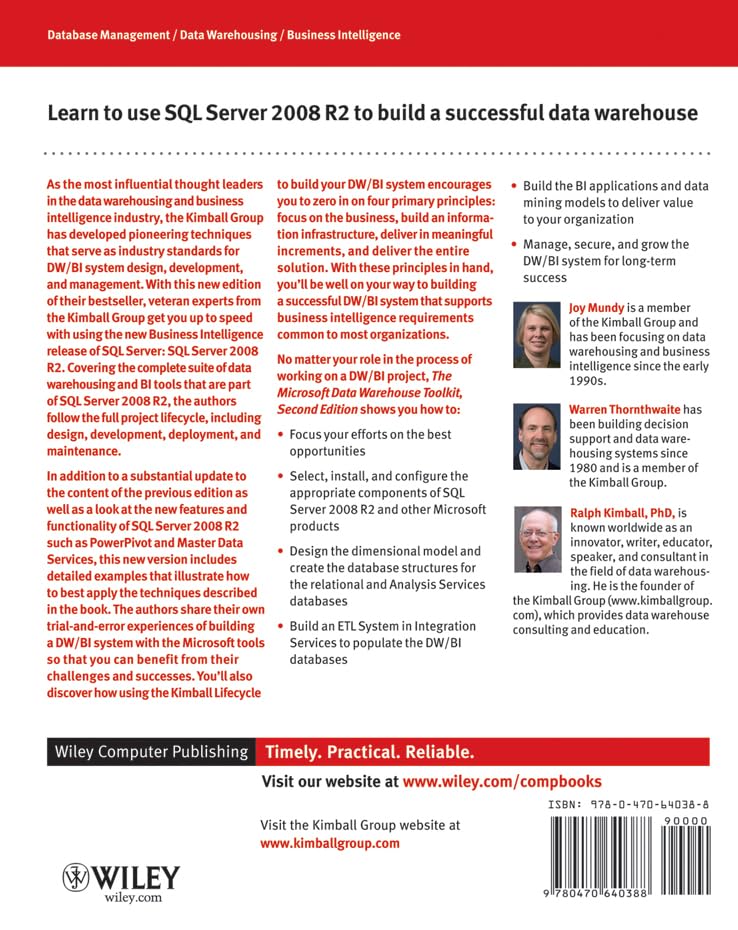 The Microsoft Data Warehouse Toolkit: With SQL Server 2008 R2 and the Microsoft Business Intelligence Toolset,Used