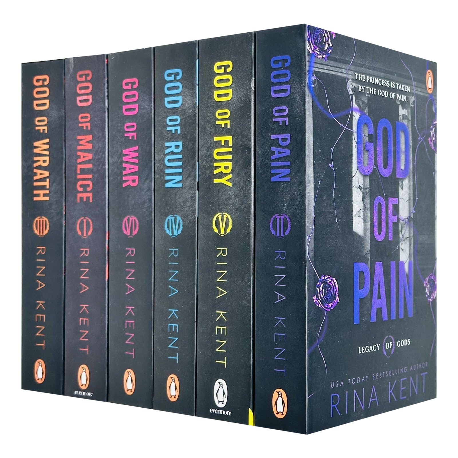 Legacy of Gods Series Collection 6 Books Set By Rina Kent (God of Pain, God of Fury, God of Ruin, God of War, God of Malice & Go