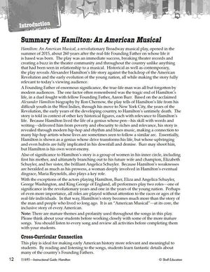 Hamilton: An American Musical  An Instructional Guide for Literature  Novel Study Guide for 6th12th Grade Literature with Clo,Used