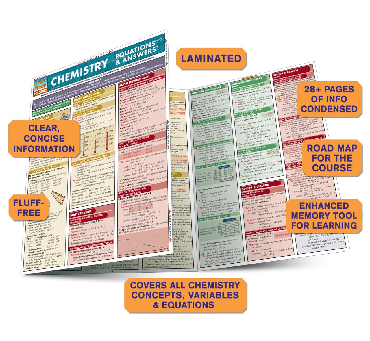 Chemistry Equations & Answers: A Quickstudy Laminated Reference Guide (Quickstudy Academic)