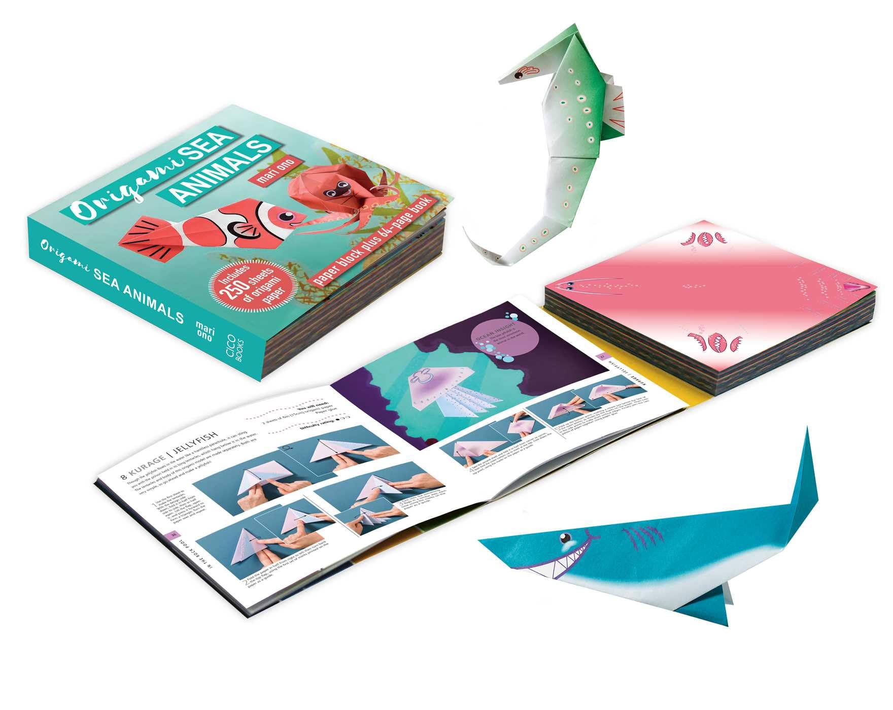 Origami Sea Animals: Paper block plus 64page book,New