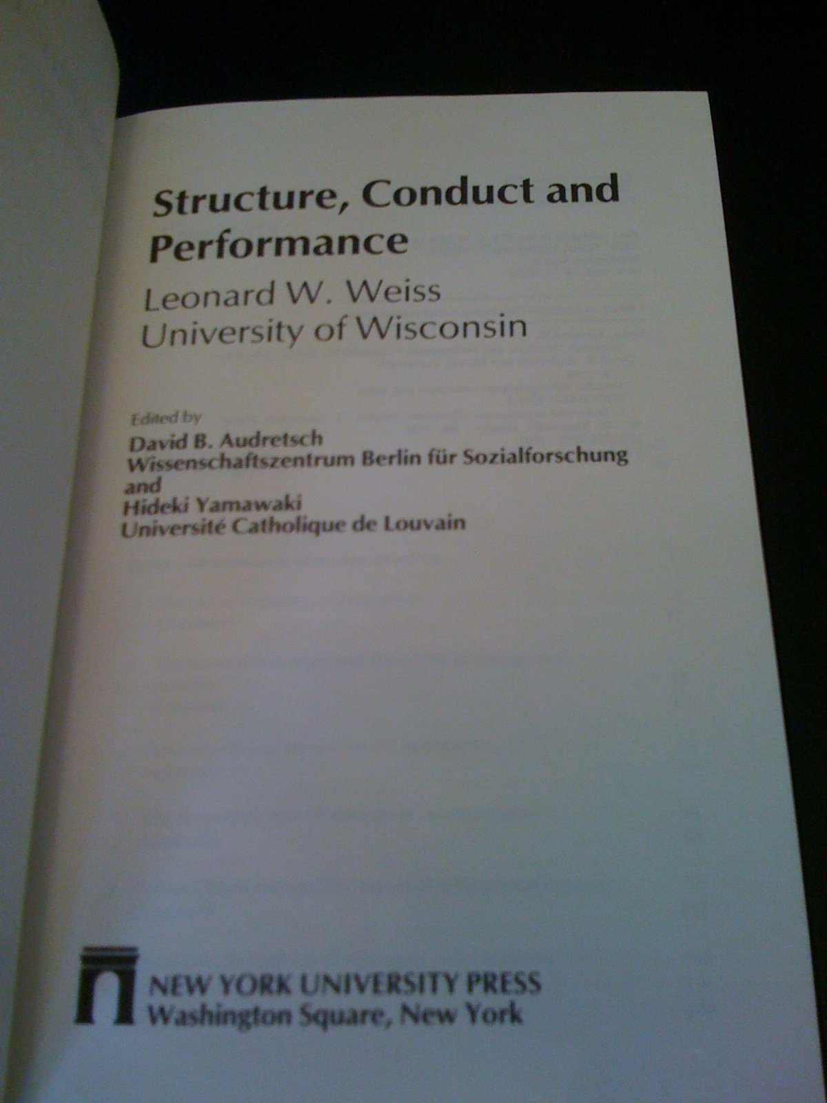 Structure, Conduct and Performance,Used