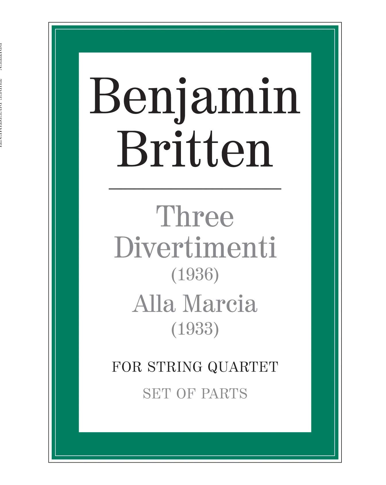 Three Divertimenti & Alla Marcia: Parts (Faber Edition),Used