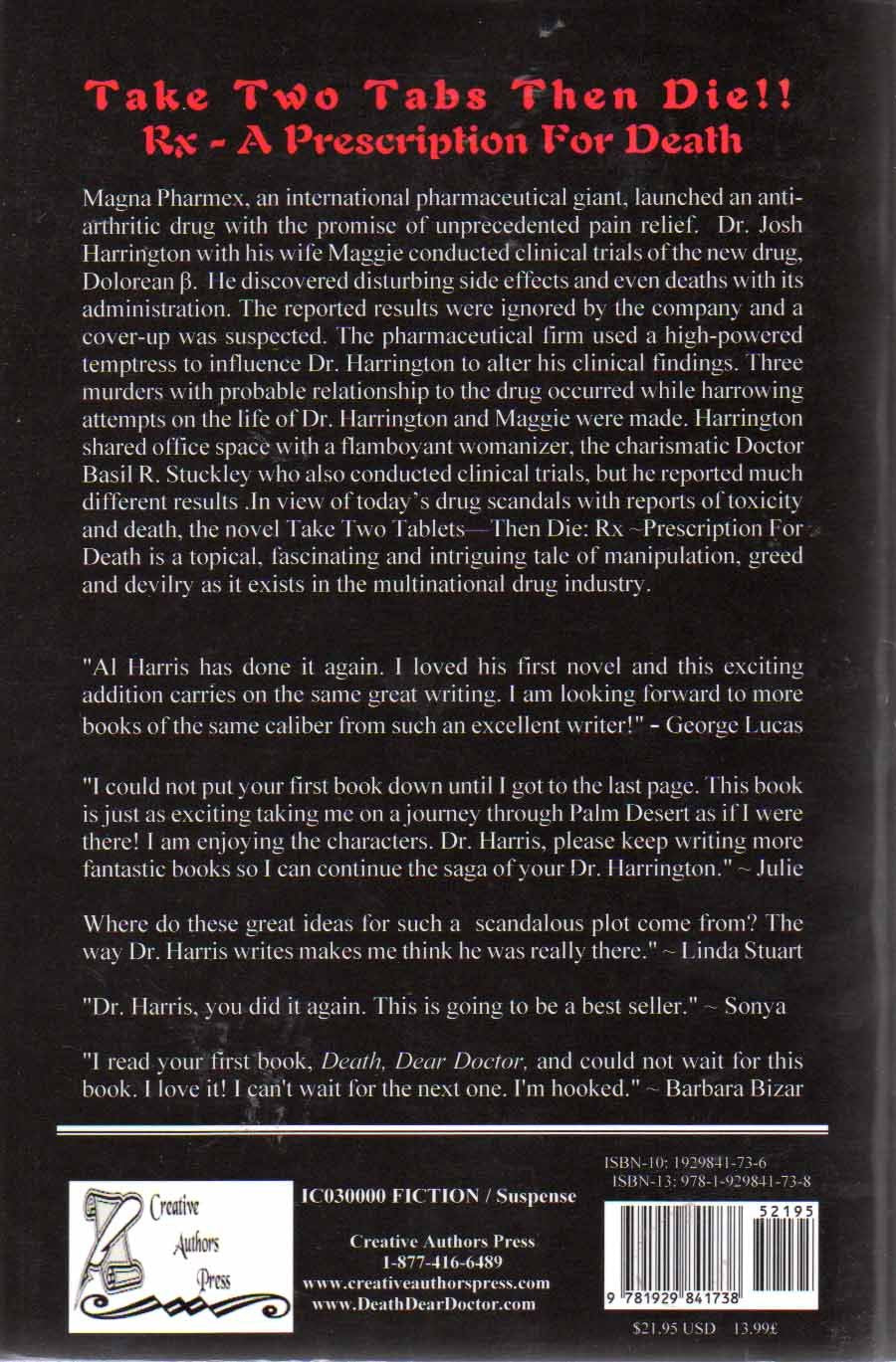 Take Two Tabs Then Die: Rx  a Prescription for Death,Used