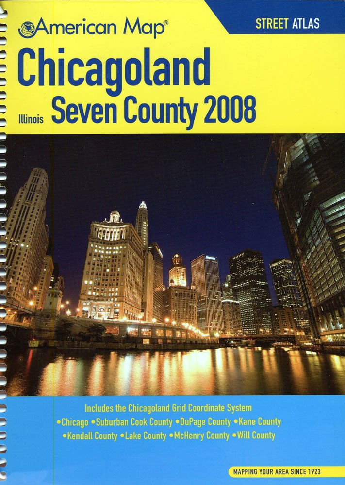 American Map 2008 Chicagoland Seven County Atlas,Used