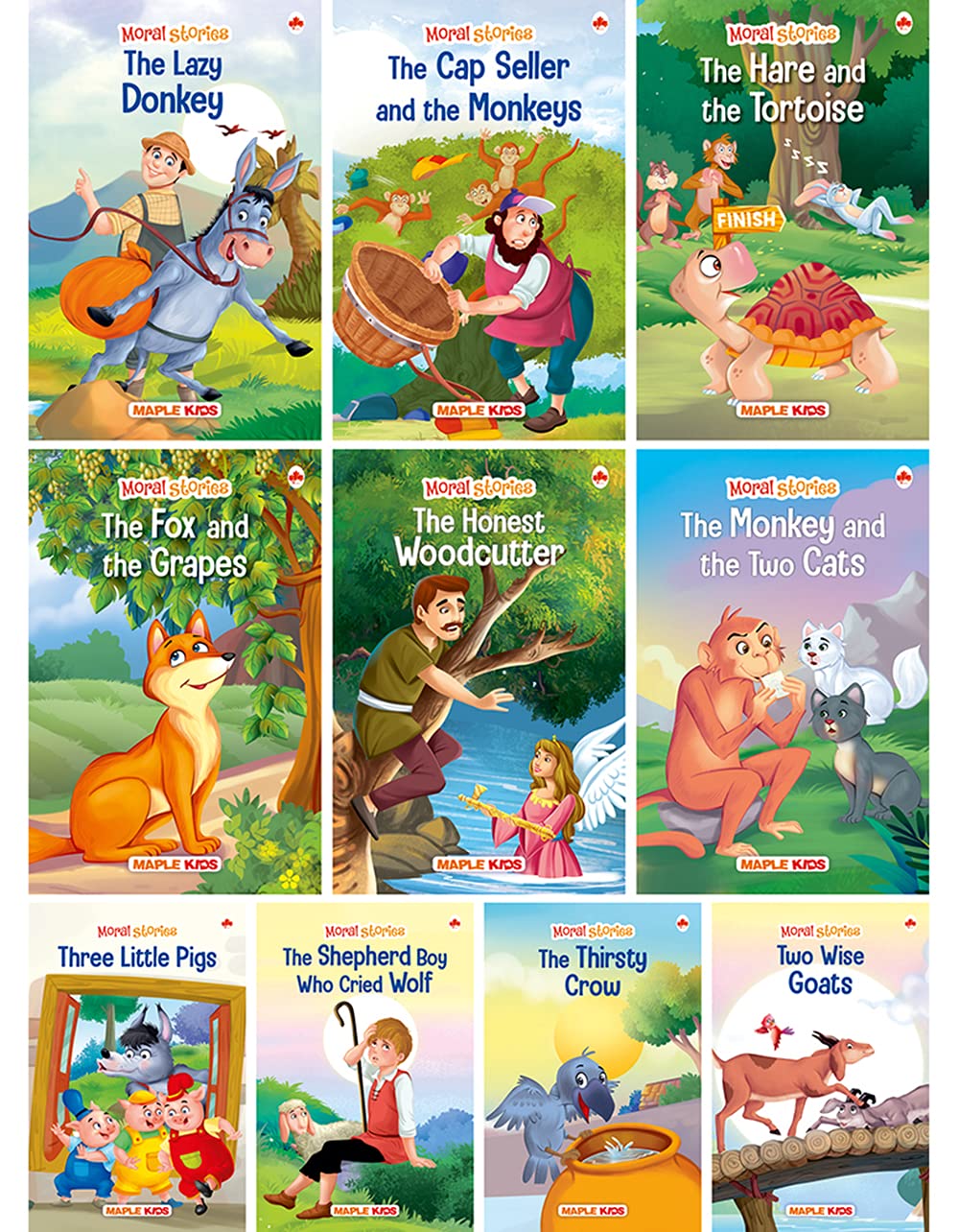 Moral Story Books For Kids (Illustrated) - English Short Stories With Colourful Pictures - Bedtime Children Story Book - 3 Years To 6 Years Old Children - Read Aloud To Infants, Toddlers (Set Of 10 Books)
