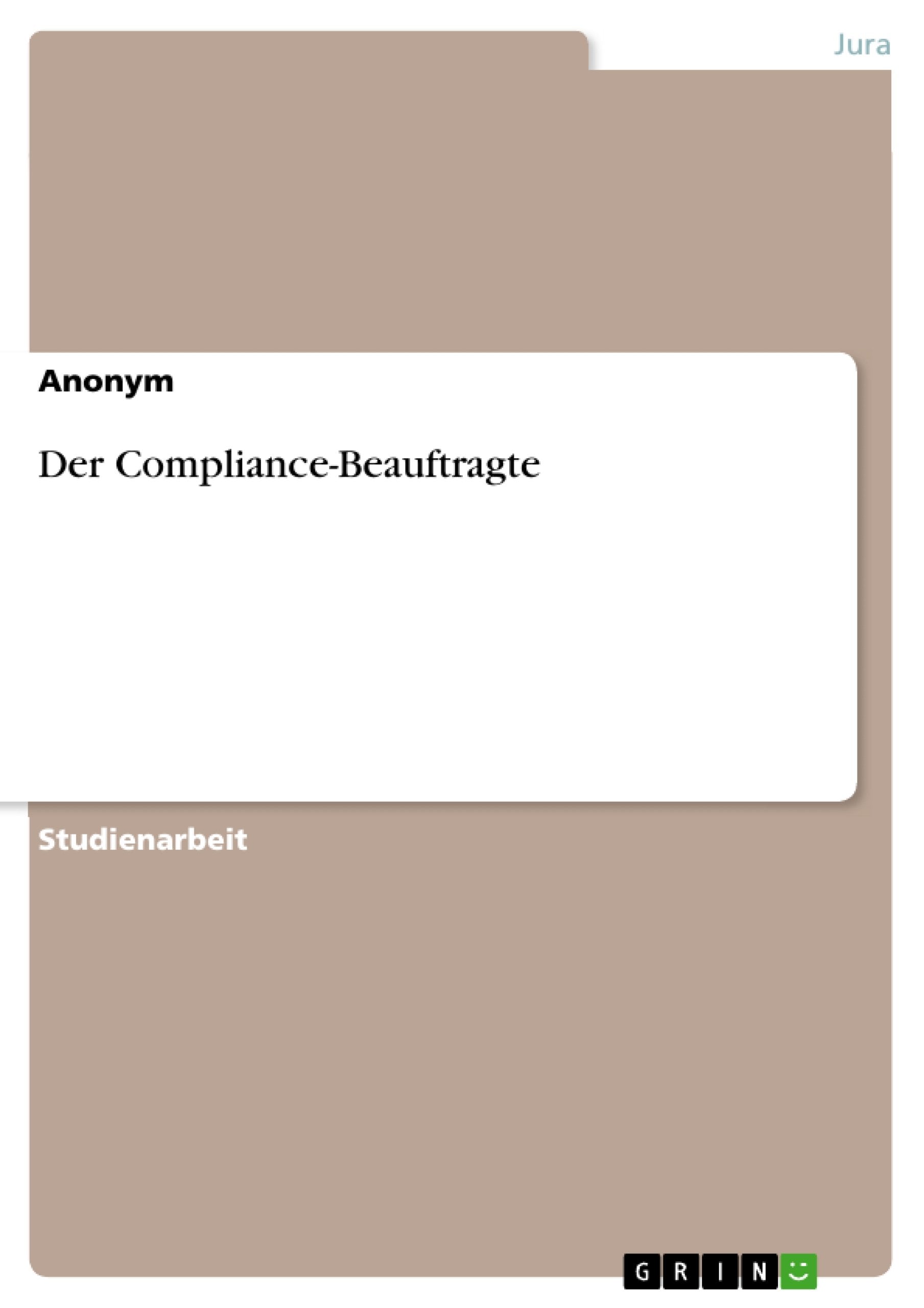 Der Compliancebeauftragte (German Edition),Used