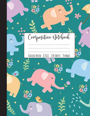 Composition Notebook College Ruled: Large Elephant Notebook, School Notebooks, Elephant Composition Book, Elephant Gifts, Cute C,Used