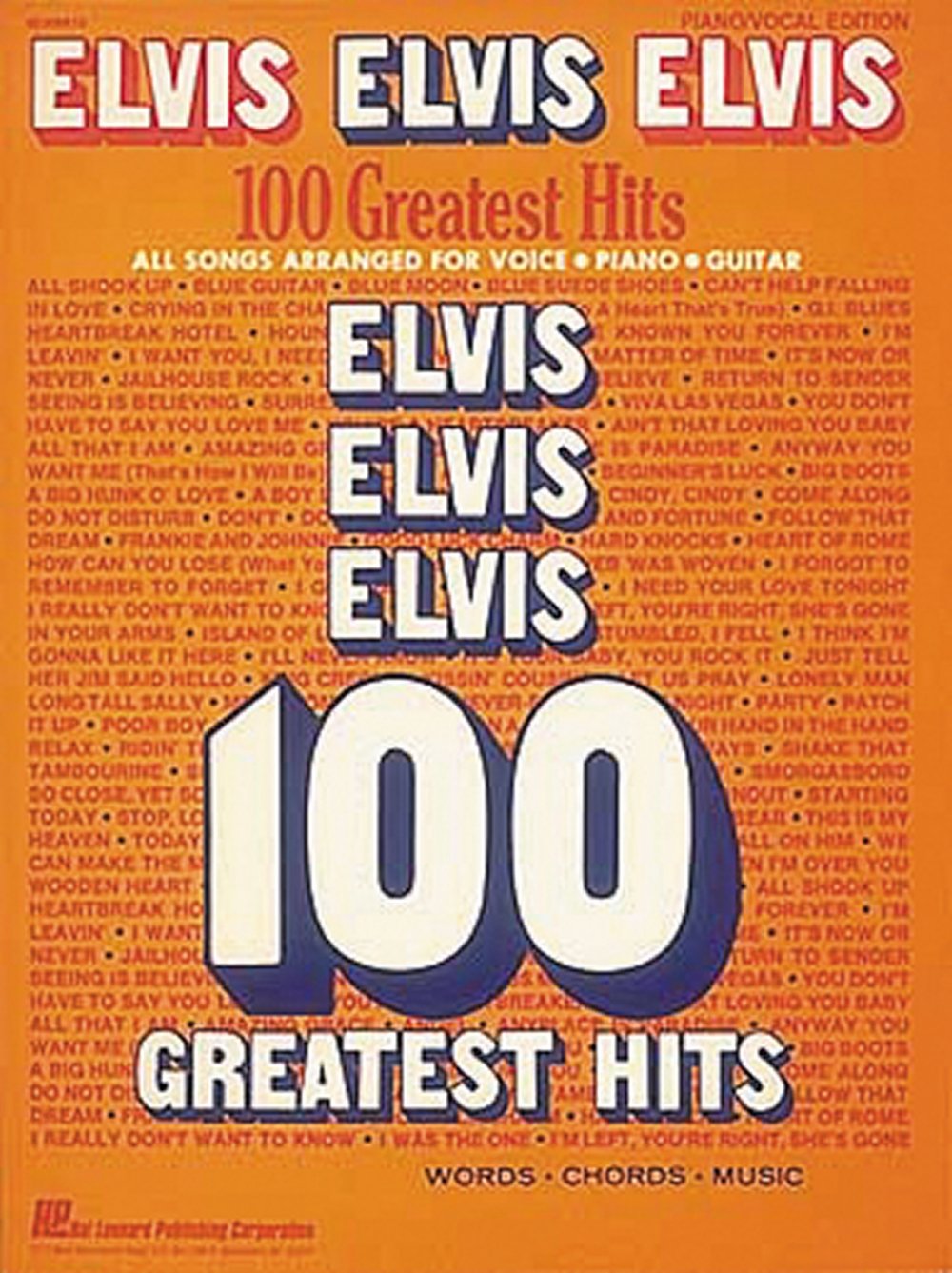 Elvis Elvis Elvis  100 Greatest Hits  Piano, Vocal and Guitar Chords,New