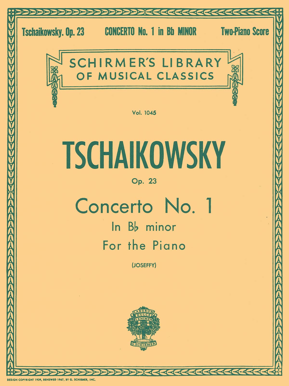 Concerto No. 1 in Bflat minor, Op. 23: Schirmer Library of Classics Volume 1045 Piano Duet (Schirmer's Library of Musical Class,Used
