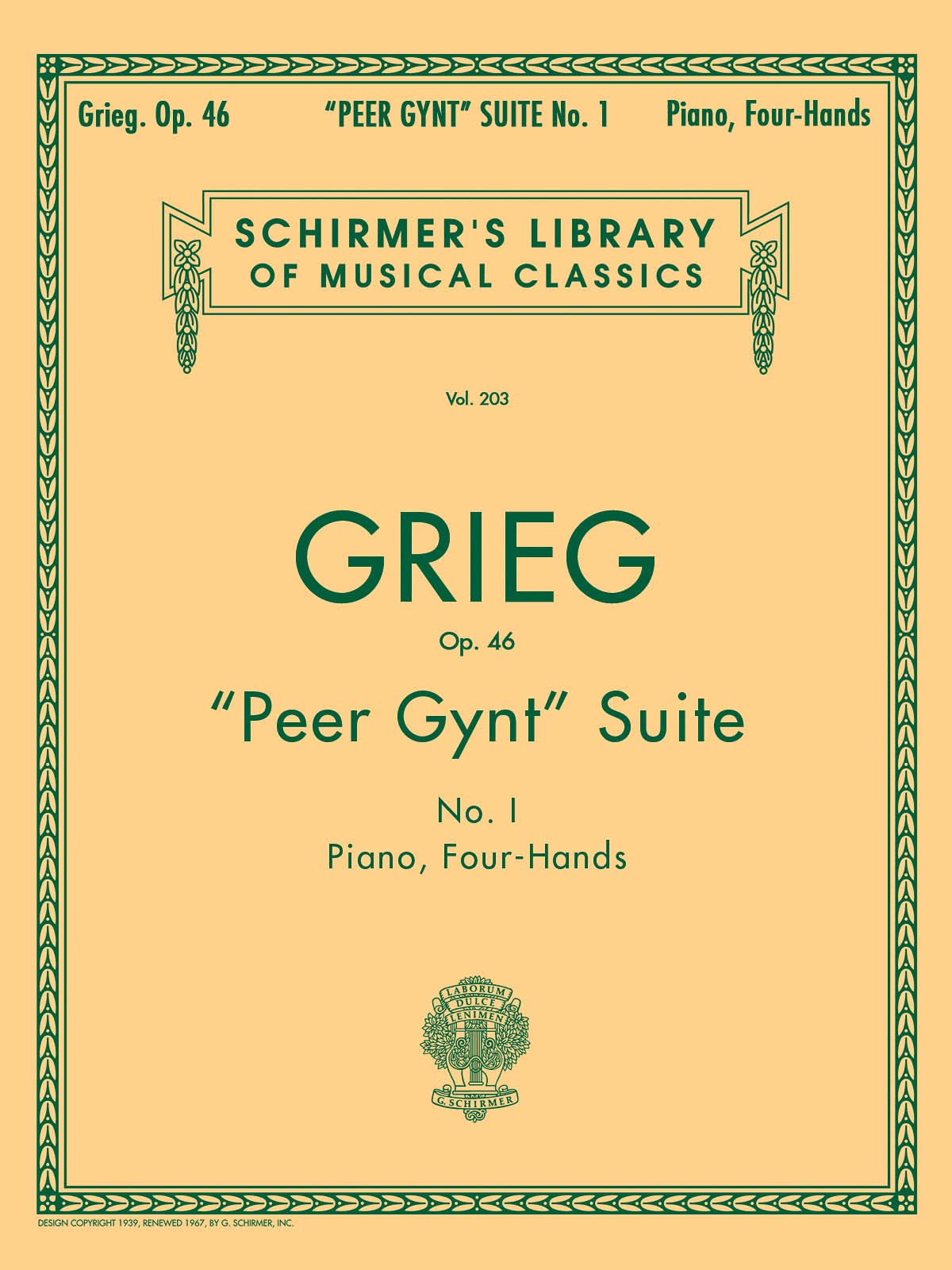 Peer Gynt' Suite No. 1, Op. 46: Schirmer Library Of Classics Volume 203 Piano Duet-new
