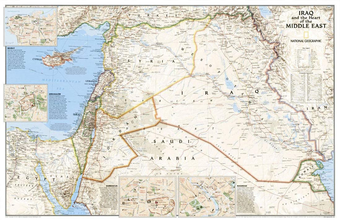 Middle East w/Iraq 2sided,Used
