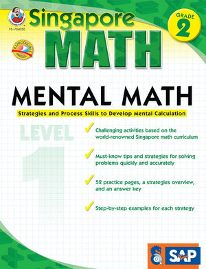 Singapore Math  Mental Math Level 1 Workbook For 2Nd Grade, Paperback, 64 Pages, Ages 78 With Answer Key,New