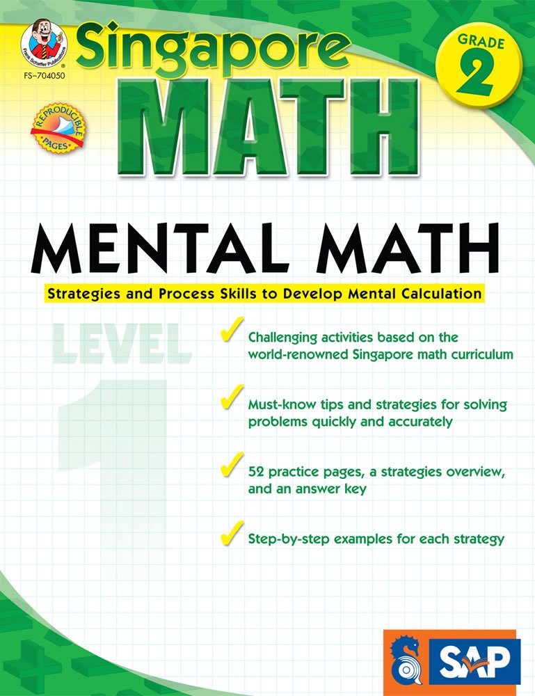 Singapore Math  Mental Math Level 1 Workbook For 2Nd Grade, Paperback, 64 Pages, Ages 78 With Answer Key,New