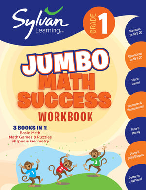 1St Grade Jumbo Math Success Workbook: 3 Books In 1Basic Math, Math Games And Puzzles, Shapes And Geometry; Activities, Exerci,Used