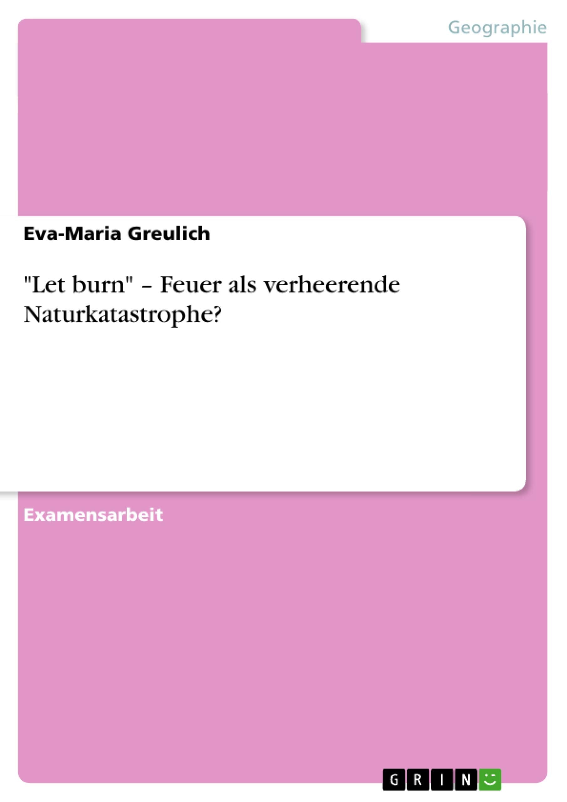 Let Burn'  Feuer Als Verheerende Naturkatastrophe? (German Edition),Used