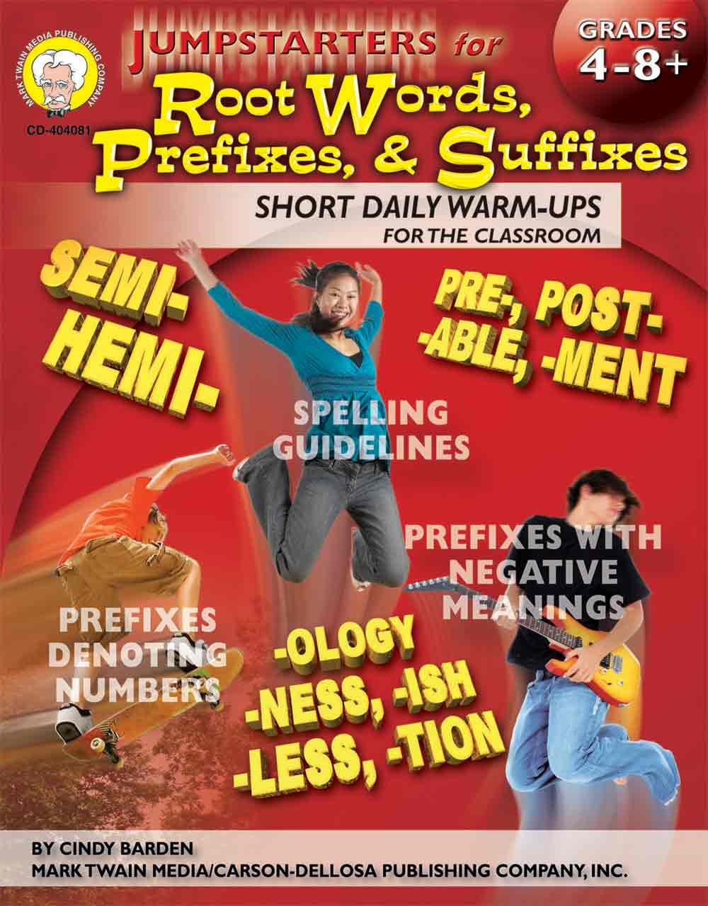 Mark Twain  Jumpstarters for Root Words, Prefixes, and Suffixes, Grades 4  8,New