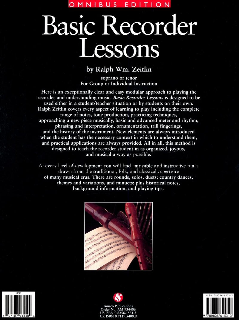 Basic Recorder Lessons  Omnibus Edition: For Group Or Individual Instruction