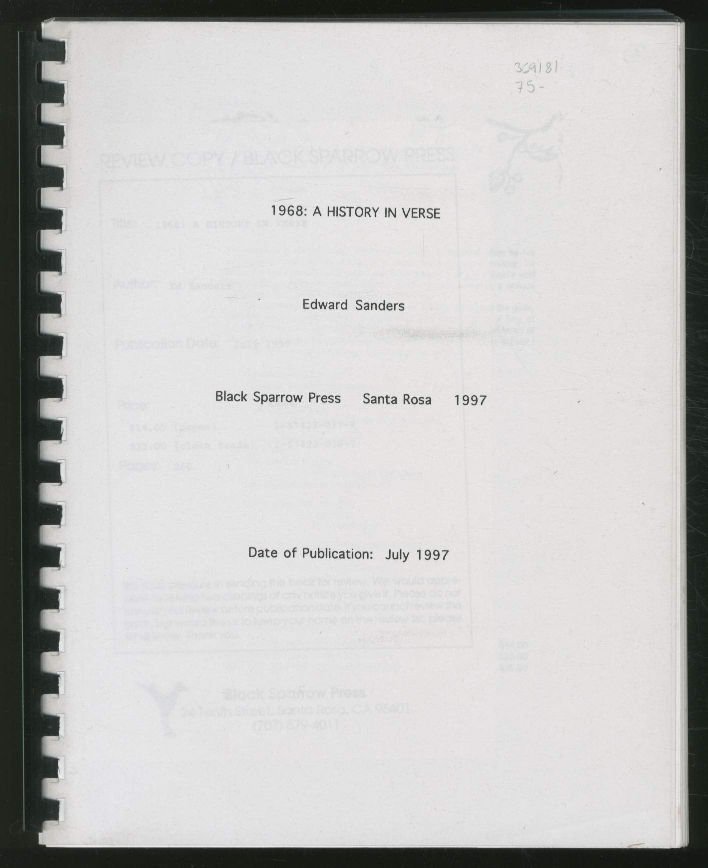 1968: A History in Verse,Used