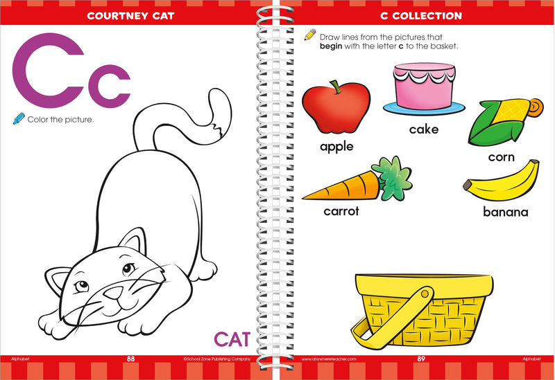 School Zone  Big Preschool Workbook  320 Spiral Pages, Ages 3 to 5, Colors, Shapes, Numbers, Early Math, Alphabet, PreWriting,New