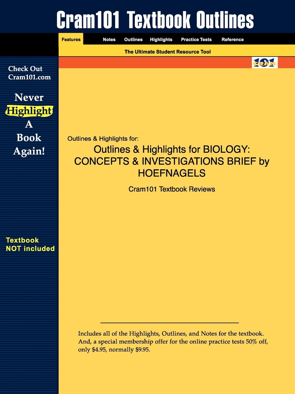 Outlines & Highlights for Biology: Concepts & Investigations Brief,Used