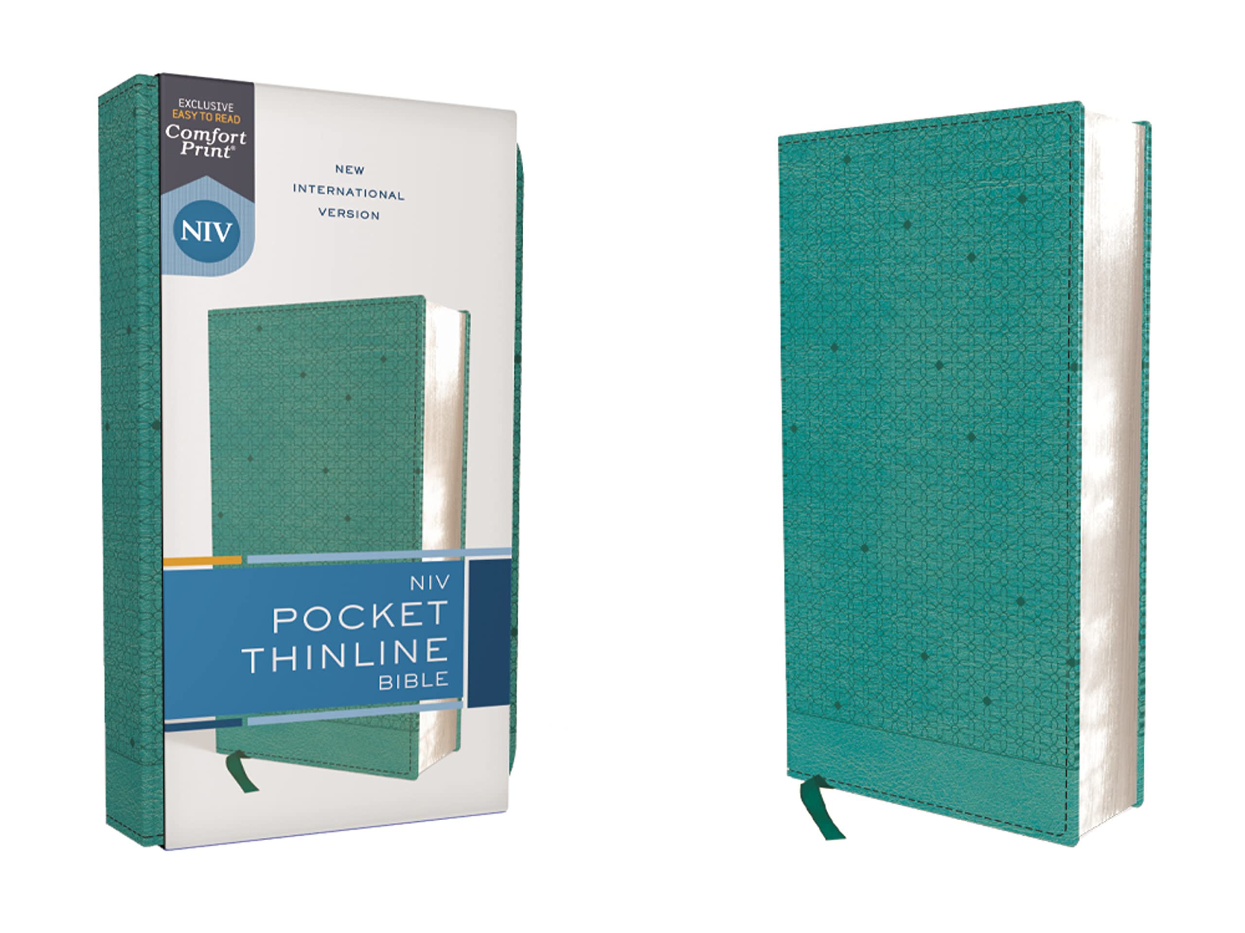 NIV, Pocket Thinline Bible, Leathersoft, Teal, Red Letter, Comfort Print,New