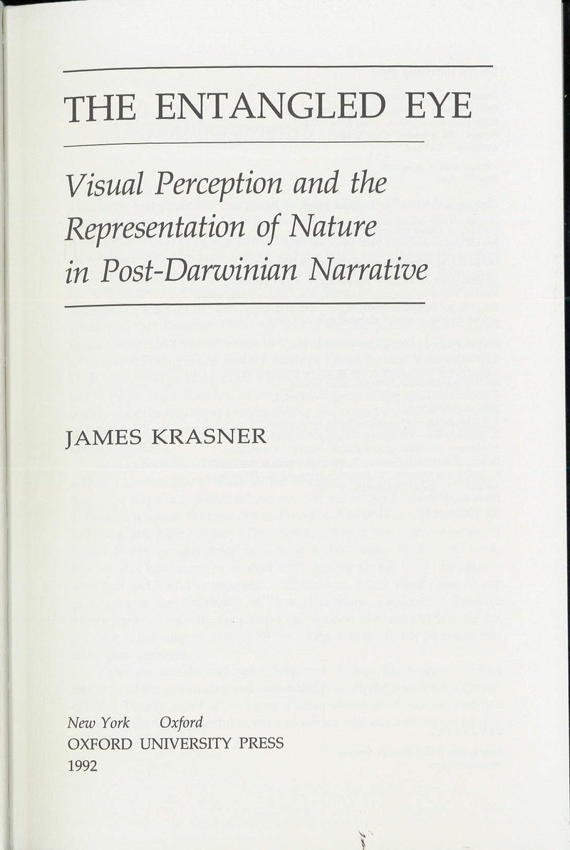 The Entangled Eye: Visual Perception and the Representation of Nature in PostDarwinian Narrative,Used