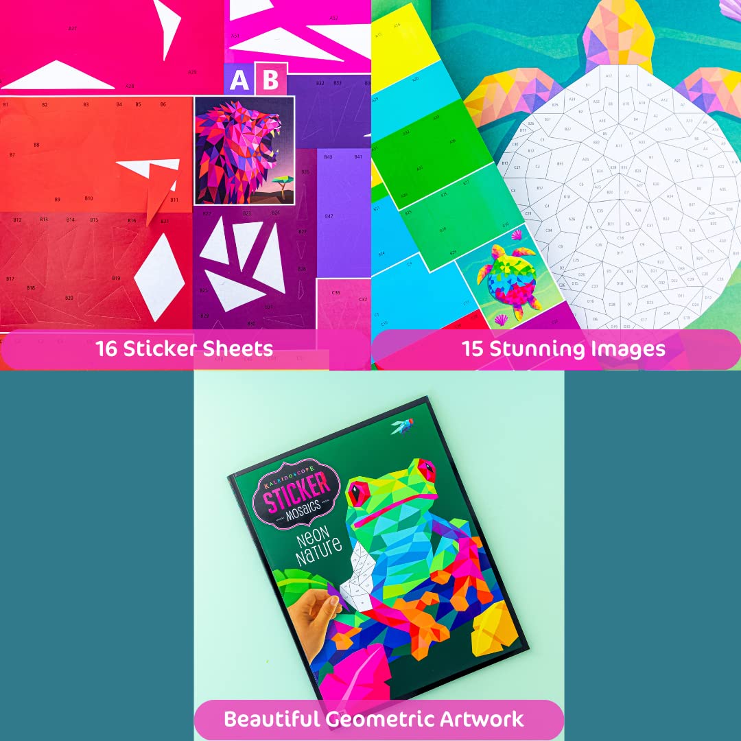 Kaleidoscope Sticker Mosaics Neon Nature  Mosaic Sticker Books For Adults  Colour By Stickers  Sticker By Numbers  Sticker Art