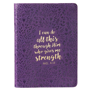 Christian Art Gifts Classic Handysized Journal All This Through Him Philippians 4:13 Bible Verse Inspirational Scripture Notebo,Used