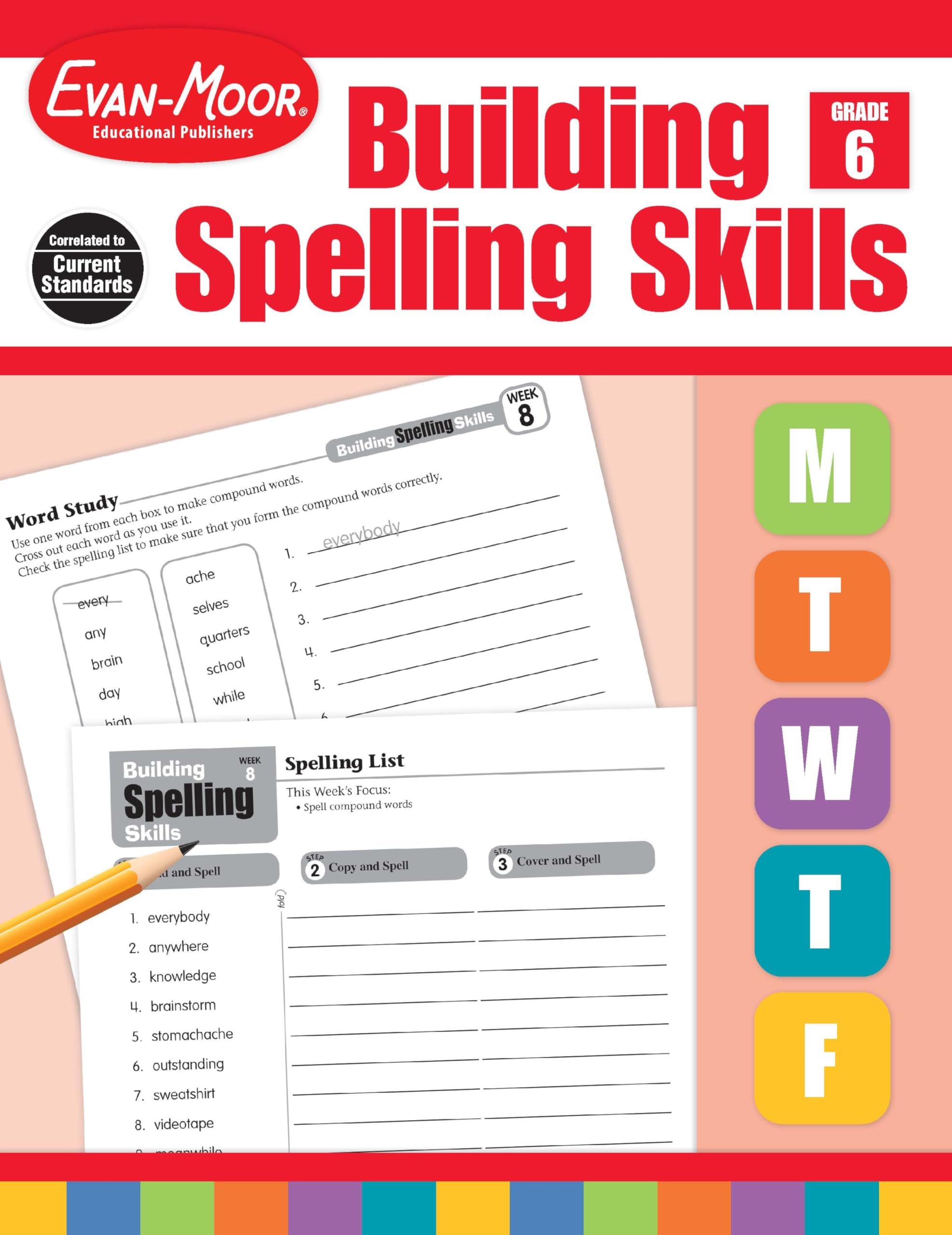 EvanMoor Building Spelling Skills, Grade 6  Homeschooling & Classroom Resource Workbook, Reproducible Worksheets, Teaching Edi,Used