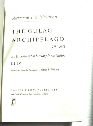 The Gulag Archipelago: 19181956, An Experiment in Literary Investigation III  IV (English and Russian Edition),Used