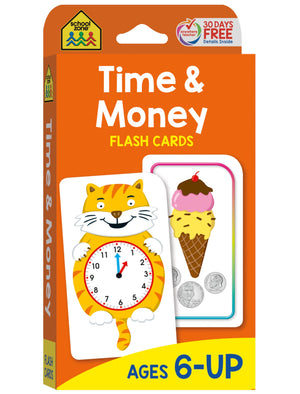 School Zone  Time & Money Flash Cards  Ages 6 and Up, 1st Grade, 2nd Grade, Telling Time, Reading Clocks, Counting Coins, Coin,Used