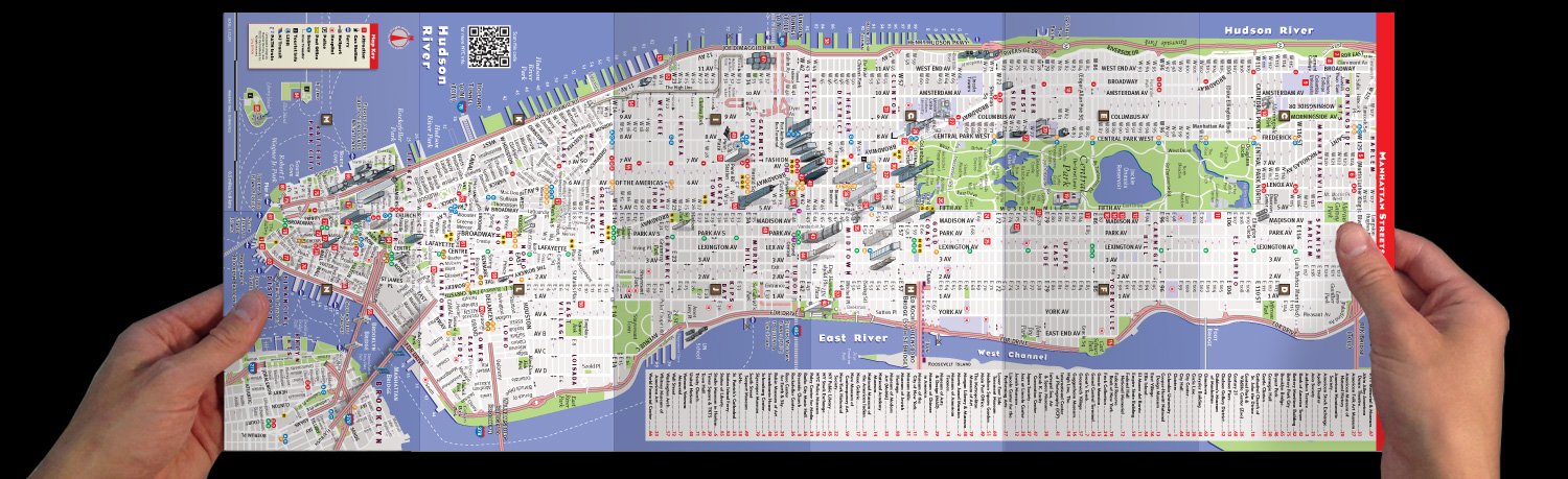 StreetSmart NYC Map Midtown Edition by Van DamLaminated pocket city street map of Manhattan w/ all attractions, museums, sights,Used