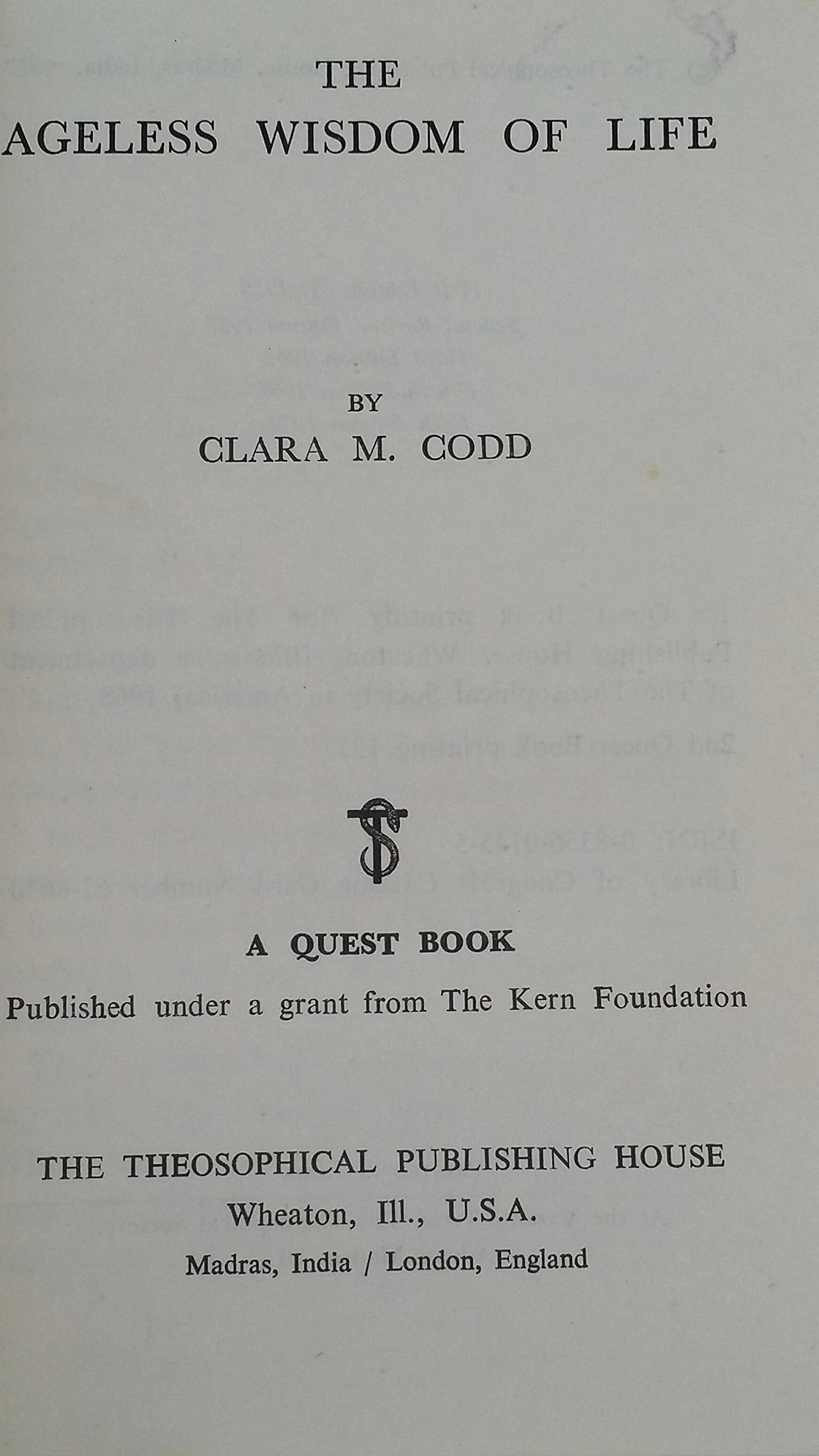 Ageless Wisdom Of Life (Quest Books),New