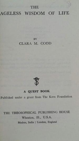 Ageless Wisdom of Life (Quest Books),Used