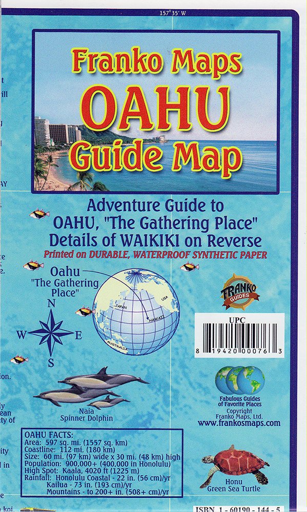 Oahu Hawaii Adventure Guide Franko Maps Waterproof Map,New