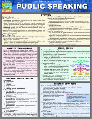 Public Speaking: QuickStudy Laminated Reference Guide (QuickStudy Academic),Used