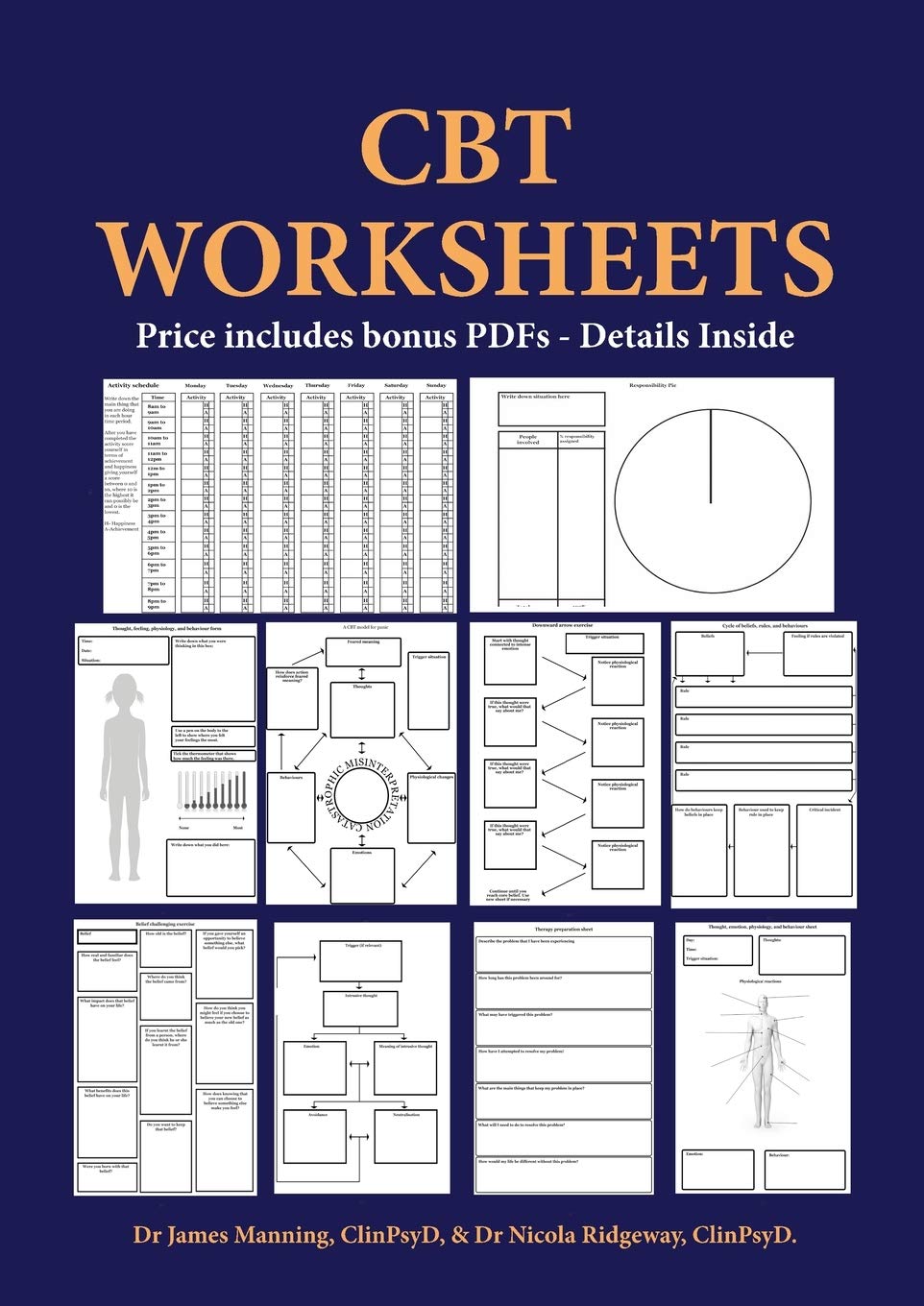 CBT Worksheets: CBT worksheets for CBT therapists in training  Formulation worksheets, generic CBT cycle worksheets, thought re,Used