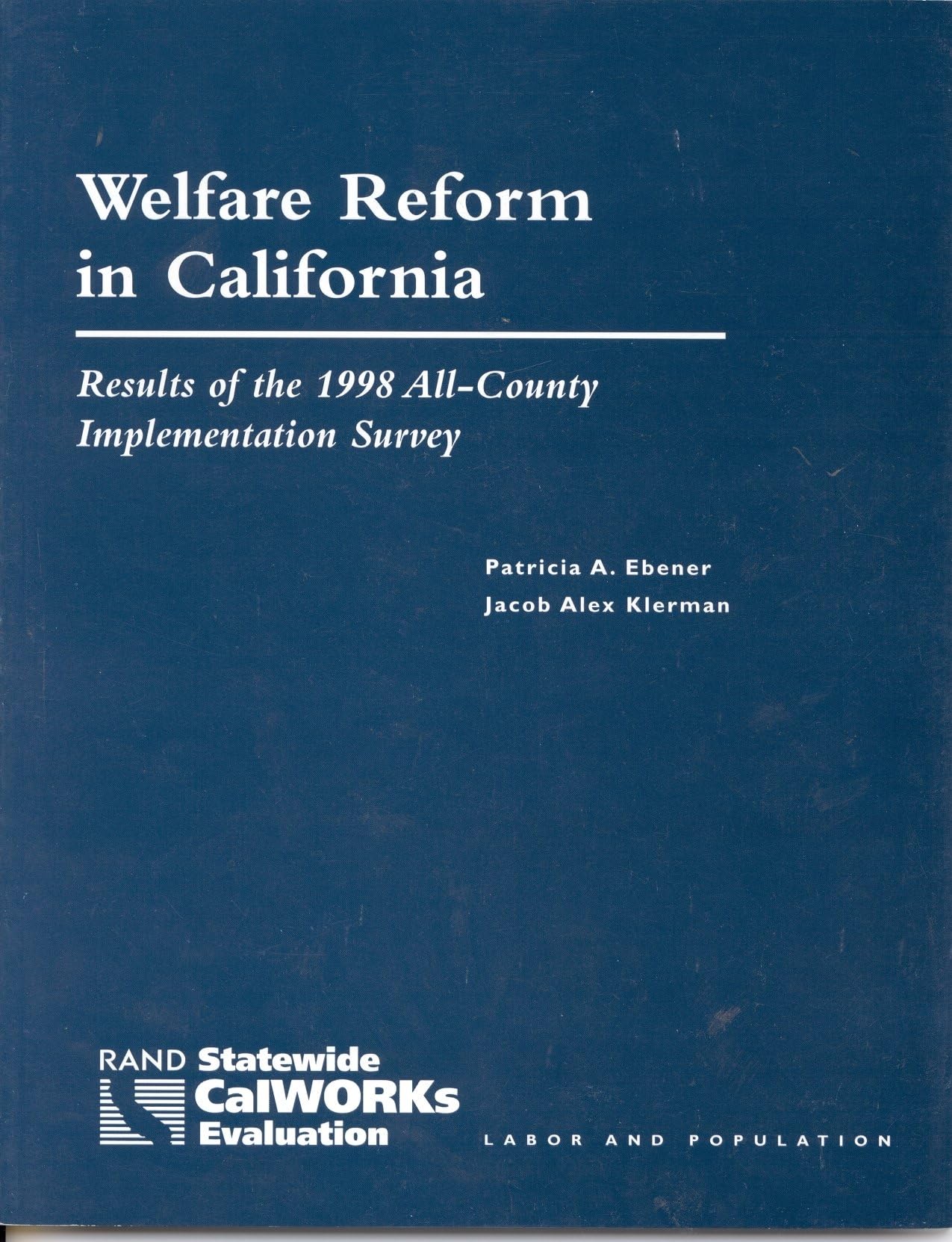 Welfare Reform In California: Results Of The 1998 Allcounty Implementation Survey,New