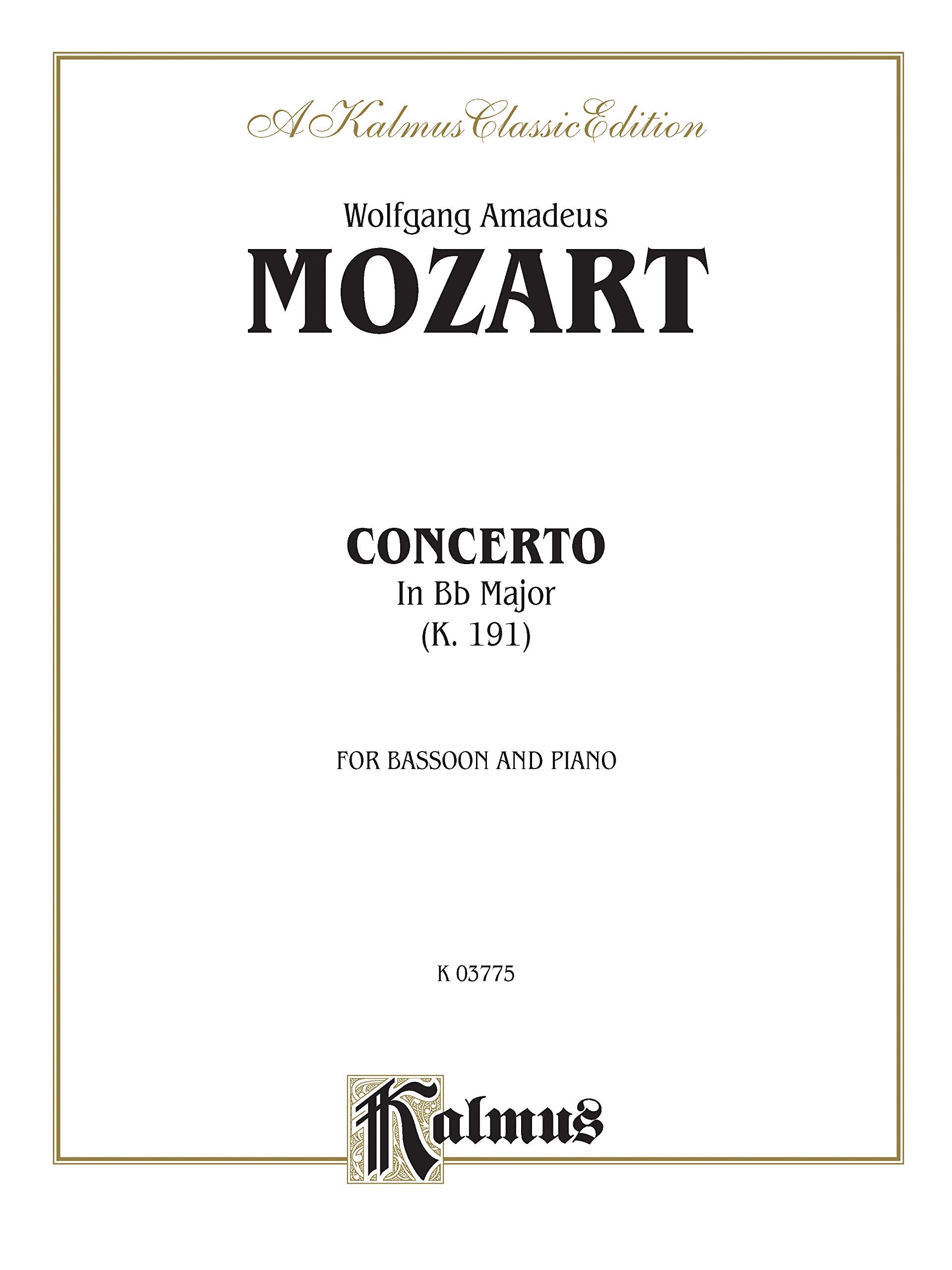 Bassoon Concerto, K. 191 Orch.: Kalmus Edition,Used