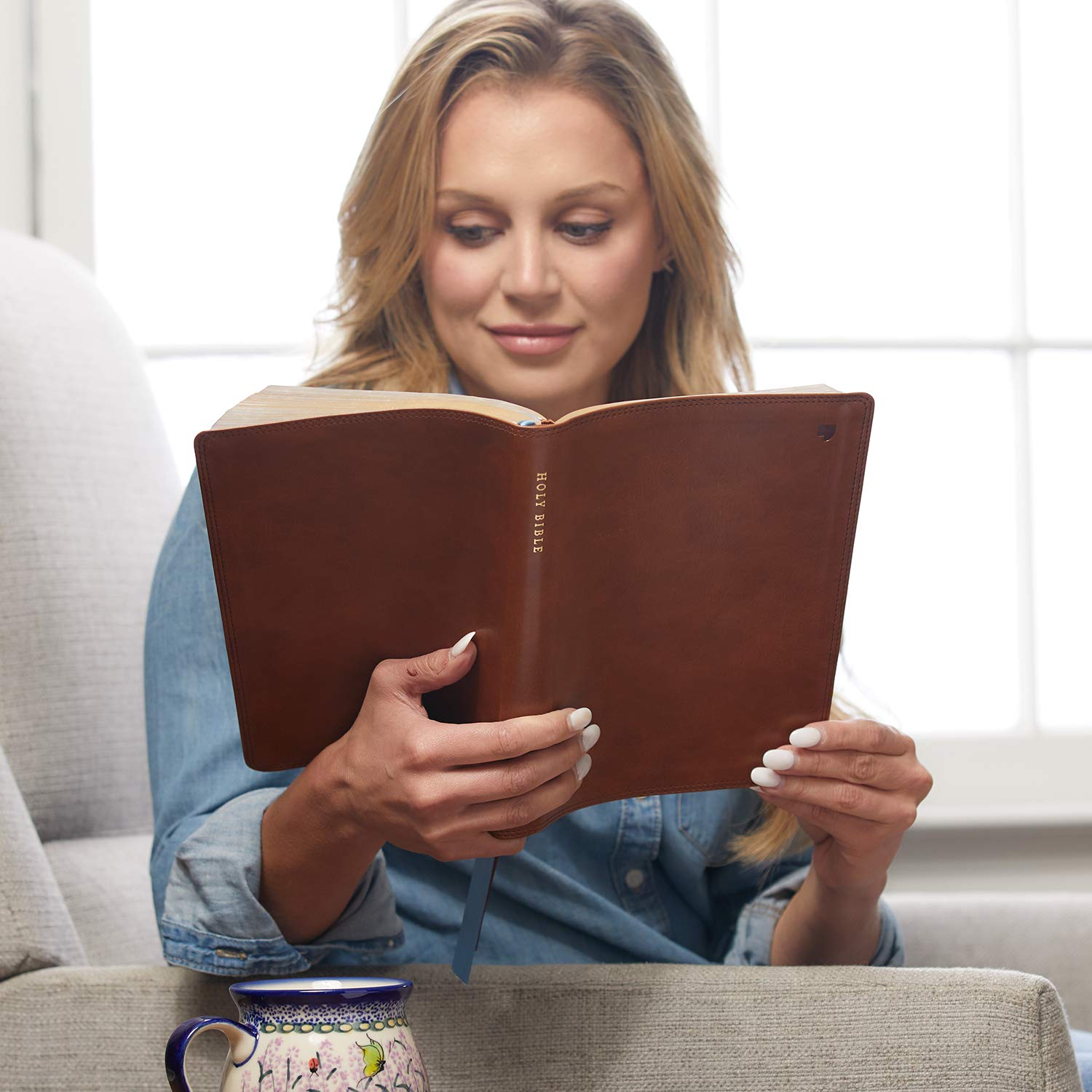 NET Bible, Thinline Large Print, Leathersoft, Brown, Comfort Print: Holy Bible,Used