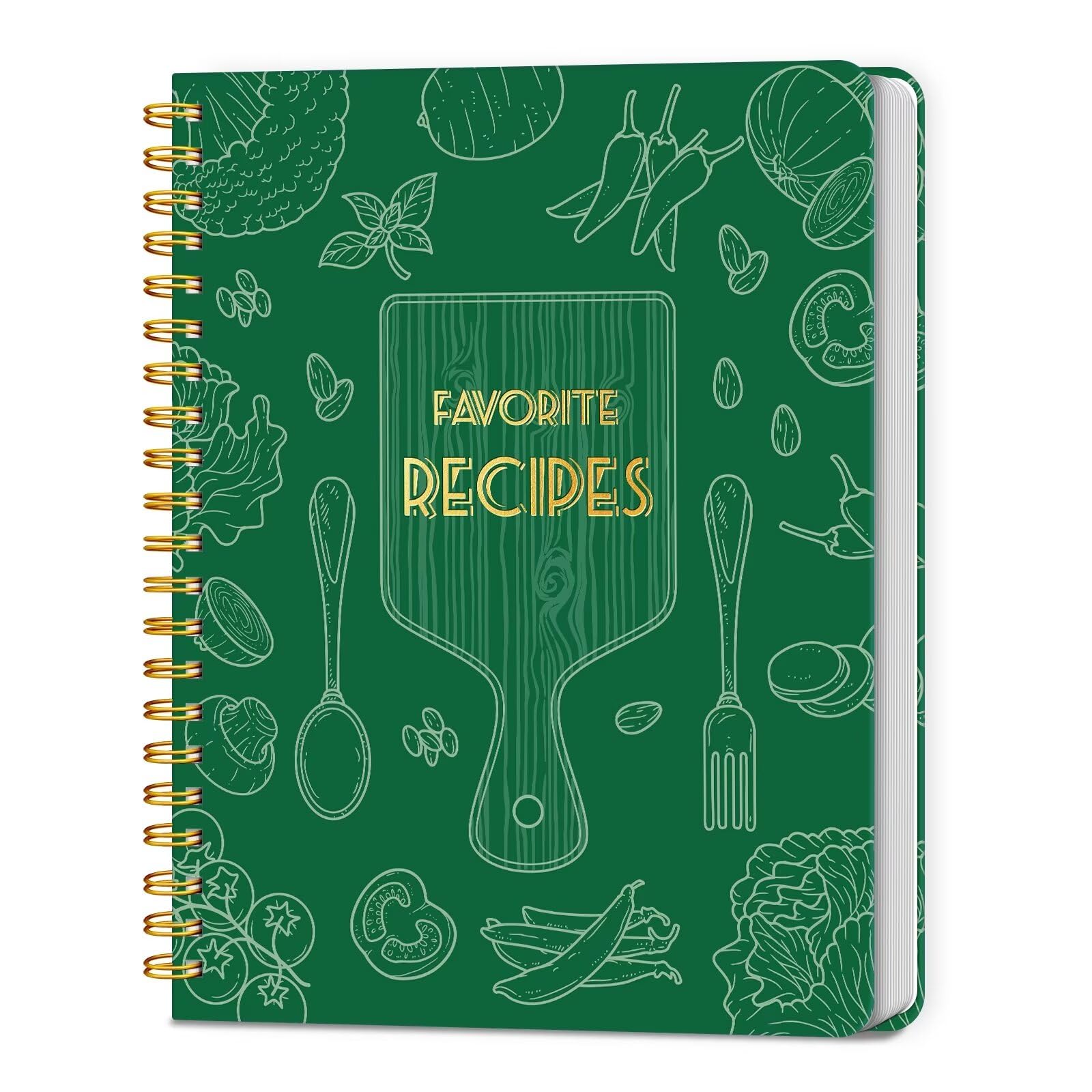 LuBudingJoy Blank Recipe Book to Write in Your Own Recipes, Full Page Sprial Hardcover Personal Recipe Organise, Recipe Journal