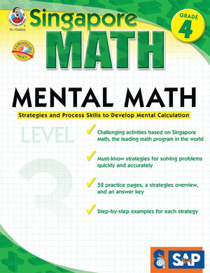 Singapore Math  Mental Math Level 3 Workbook for 4th Grade, Paperback, 64 Pages, Ages 910 with Answer Key,Used