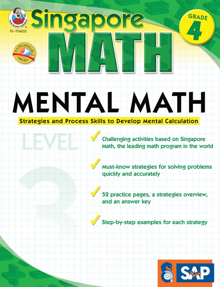 Singapore Math  Mental Math Level 3 Workbook for 4th Grade, Paperback, 64 Pages, Ages 910 with Answer Key,Used