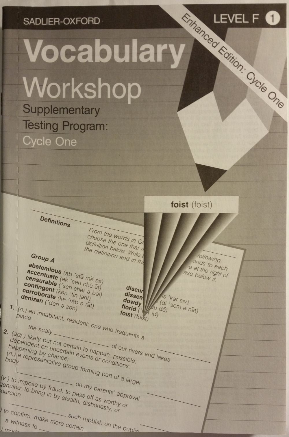 Vocabulary Workshop: Level F, Supplementary Testing Program: Cycle 1, Enhanced Edition,Used