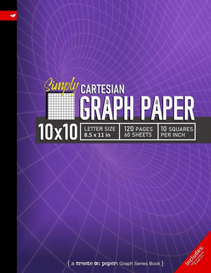 Simply 10x10 Graph Paper: Cartesian Style Grid line ruled Composition Notebook, 8.5x 11in (Letter size), 120 pages, 10 squares p,Used